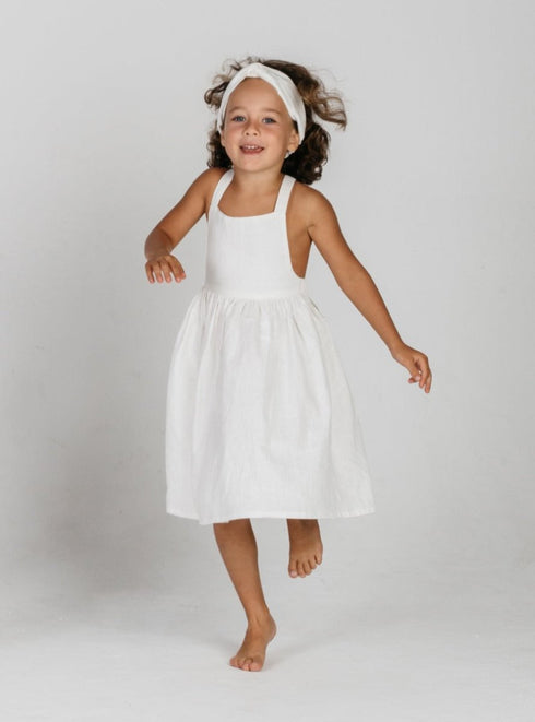 Hemp open back dress in White